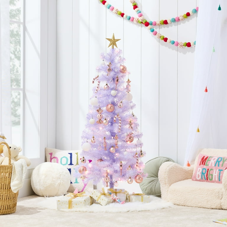 Purple Pre-Lit Christmas Tree — Compact Holiday Decor with LED Lights