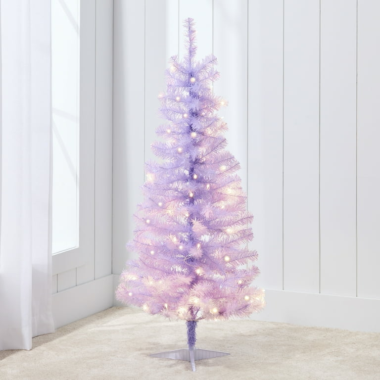 Purple Pre-Lit Christmas Tree — Compact Holiday Decor with LED Lights
