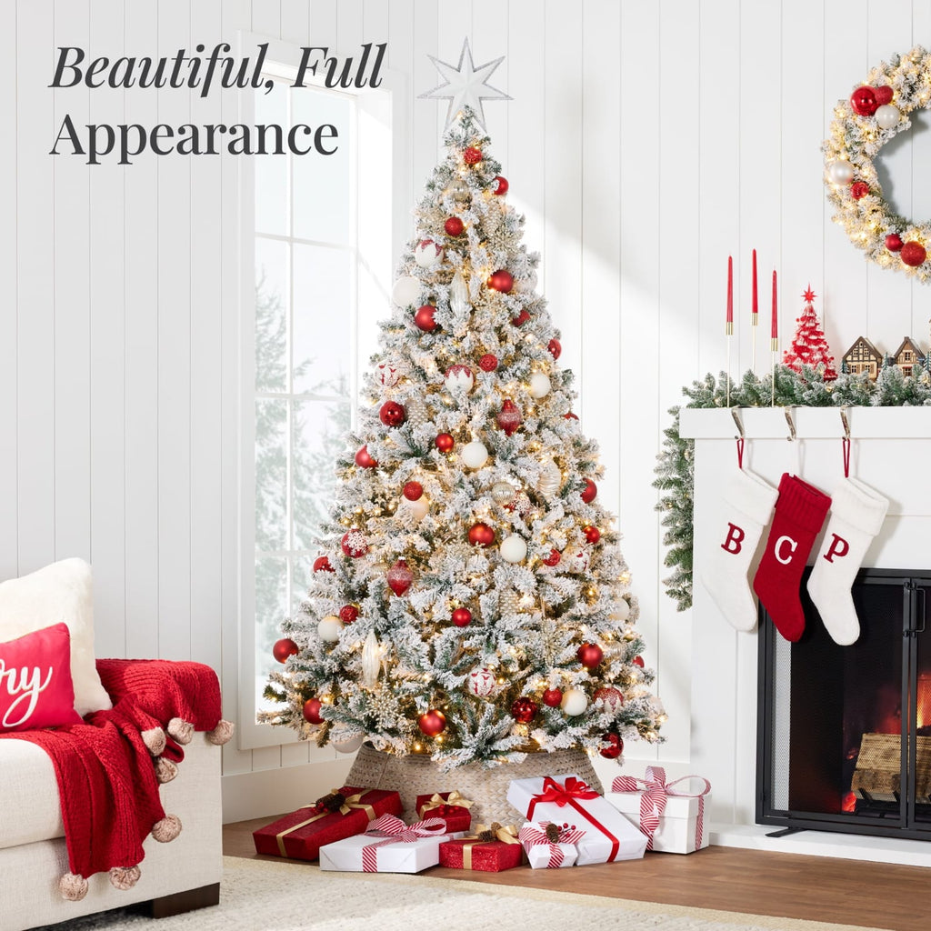 Luxury Snow-Flocked Pre-Lit Christmas Tree – 250 Warm White Lights